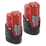 2 Pack Waitley M12 12V 2.5Ah Replacement Battery Compatible with Milwaukee M12 48-11-2401 RED Li-Ion Battery 48-11-2420 48-11-2411 48-11-2440 48-11-2402 Tools