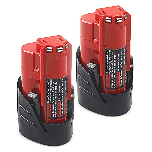 2 Pack Waitley M12 12V 2.5Ah Replacement Battery Compatible with Milwaukee M12 48-11-2401 RED Li-Ion Battery 48-11-2420 48-11-2411 48-11-2440 48-11-2402 Tools