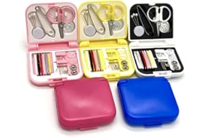 1 kit de couture portable pliable mini boîte à couture organiseur compact avec ciseaux, aiguilles, fil pour voyage, réparatio