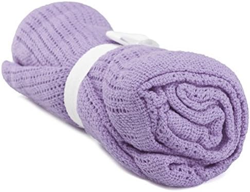 Newborn Baby Cotton Cellular Bed Pram Basket Blanket Light Purple