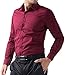 PAUL JONES Mens Classic Slim Fit Shirt Long Sleeve Dress Shirts Wine Red Casual Shirt (M)