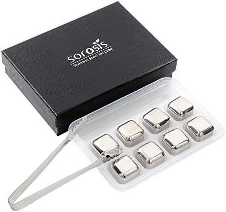 Stainless Steel Ice Cube,Sorosis Reusable Chilling Stones Coolers for Whiskey Wine Beer Beverage, Pack of 8