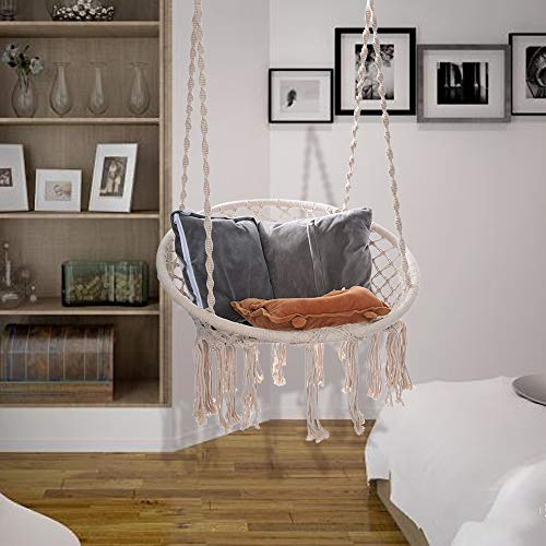 Hammock Chair Macrame Swing - [Delivery from US] Handmade Hanging Swing Chair Prefect for Outdoor, Home,Bedroom, Patio, Deck, Yard, Garden - Thumbnail 5