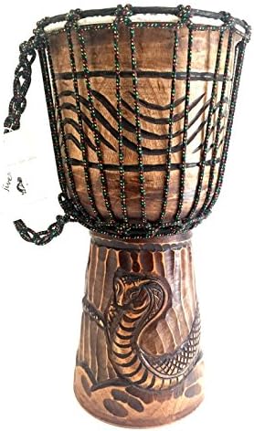 Djembe Drum SOLID Wood Deep Carved Cobra Drum PROFESSIONAL QUALITY/SOUND - JIVE BRAND
