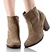 Breckelle's Heather-34W Faux Suede Chunky Heel Synthetic Ankle Boots for Women Beige Suede 8