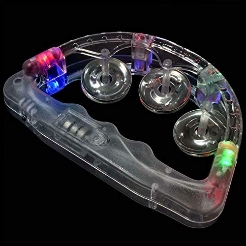 Cartener 12 Flashing Tambourines Light Up Round Jingles LED Church Autism Sensory Toy Size: 6" Length x 4" Height - Thumbnail 3