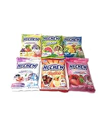 Hi Chew Candy 6 paquete de sabor variado (mezcla tropical, fuentes, fizzies, mezcla de yogurt, fresa, mezcla original) en caja de regalo de Fusion Select