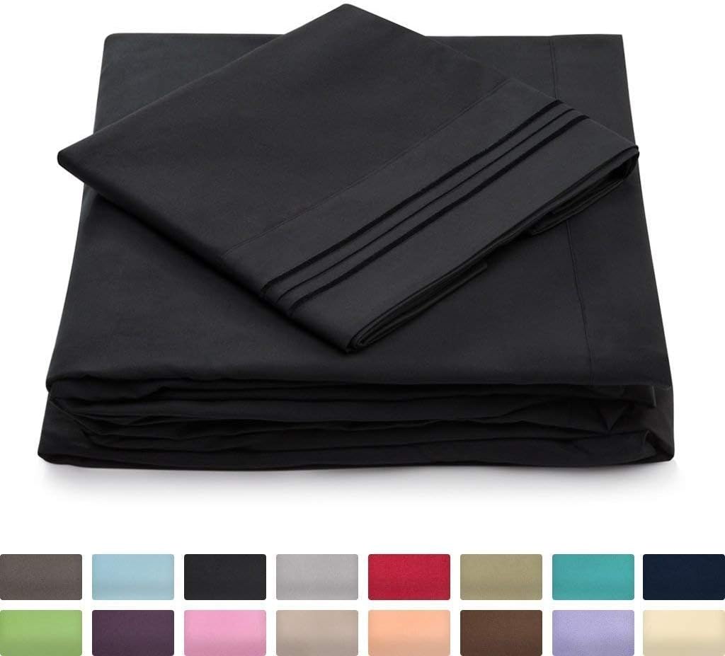 Twin Size Sheet Set - 3 Piece - Deep Pocket Twin Sheets - Extra Soft, , Cool & Breathable Bedding - Wrinkle, Stain & Fade Resistant Bedset (Twin, Black)