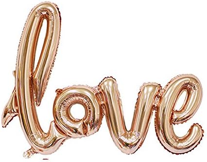 Hosfairy Giant Balloon - "Love" Handwriting Style Banner with Champagne red Balloon of 1 set (champagne)