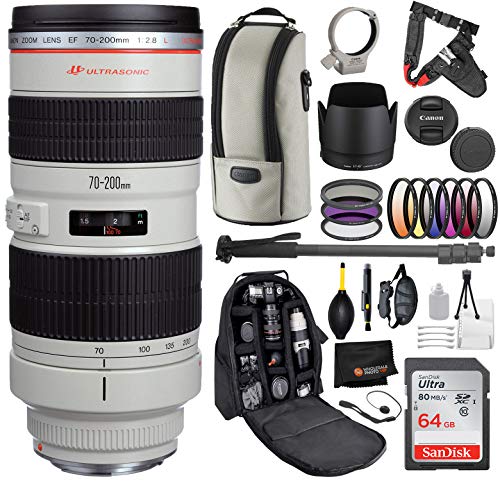 Canon EF 70-200mm f/2.8L USM Lens with Professional Bundle Package Deal Kit for EOS 7D Mark II, 6D Mark II, 5D Mark IV, 5D S R, 5D S, 5D Mark III, 80D, 70D, 77D, T5, T6, T6s, T7i, SL2
