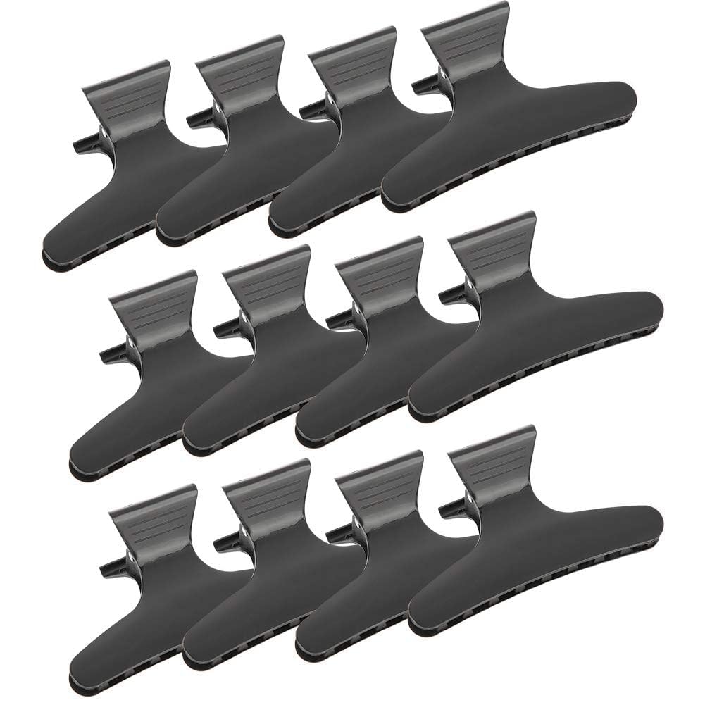 12Pcs Hairdresser's Butterfly Hair Clips, Butterfly Hairdresser Clamps Salon Hair Section Claw Hairdresser Clamp Accessories Black Butterfly Hair Clips for Styling, Sectioning