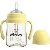 UBMOM No-spill, Backflow prevention Sippy Cup with Straw, PPSU Learner Cup with Handle for Baby and Toddlers, BPA free, 6.76oz (Yellow)
