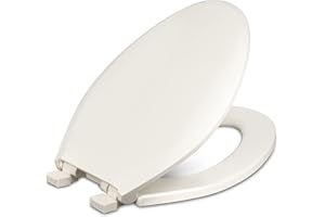 Centoco 3800SC-416 Elongated Plastic Toilet Seat with Safety Close, Light Weight Residential, Biscuit
