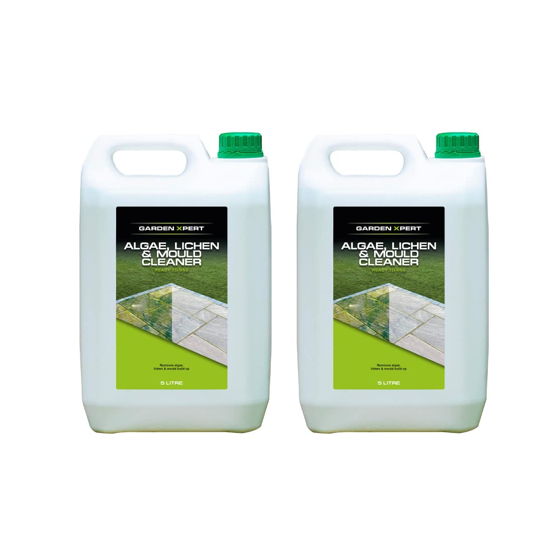 Garden Xpert Algae, Lichen & Mould Cleaner | 5 litre (2 Pack) | Suitable for Patios, Natural Stone, Paving Slabs, Paths & Roofs| Lasting Protection | Ready to Use | Pet Friendly Once Dry