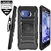 HTC U11 Case With Tempered Glass Screen Protector,IDEA LINE(TM) Heavy Duty Armor Shock Proof Dual Layer Holster Locking Belt Swivel Clip with Kick Stand - Black