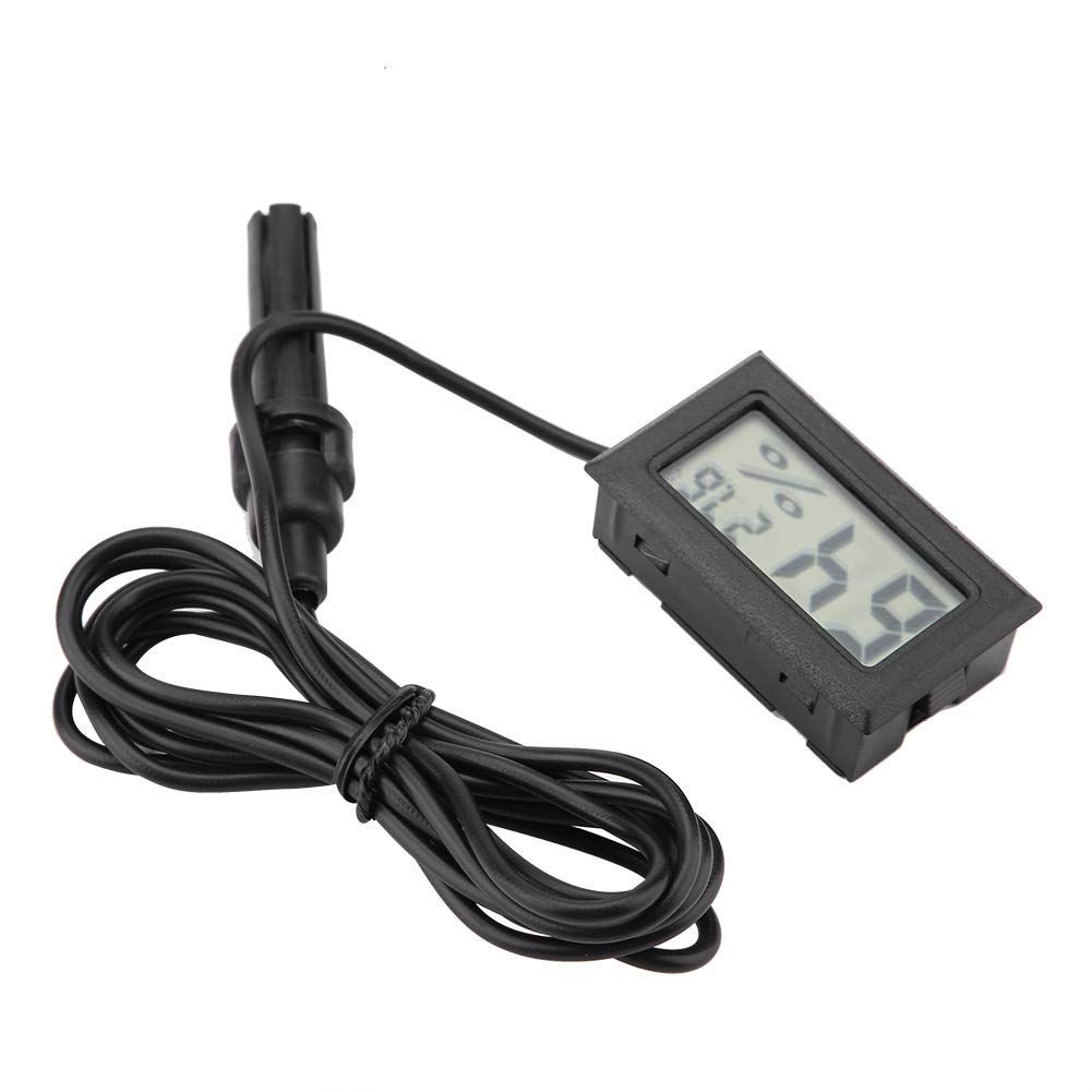 Mini Digital Thermometer Hygrometer with External Probe for Incubators, Brooders, Reptile Tanks, Aquariums & Fish Tanks - Embedded LCD Display