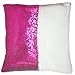 URSKYTOUS Reversible Sequin Pillow Case Decorative Mermaid Pillow Cover Color Changing Cushion Throw Pillowcase 16” x 16”,White and Rose Red