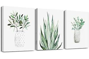 AHUASJART farmhouse Wall Art painting for dining room bathroom Abstract Canvas art family Wall decor for Bedroom kitchen Wall Decoration Living Room decor art Green Leaf pictures Artwork for home walls 3 piece