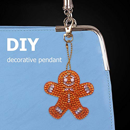 5D Diamond Painting Keychain Christmas Tree Elk Key Ring Full Drill Mosaic Making Diamond Painting Pendant for Art Craft Key Ring Phone Charm Bag Decor(5 Pack)
