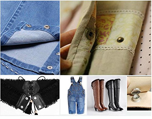 Gnognauq 100 Sets 4 Colors Snap Fasteners Snaps Button Press Studs with 4 Pieces Fixing Tools for Leather Craft, Rivets Replacement