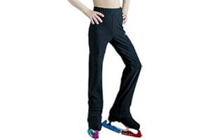 HAWFHH Boys Ice Skating Pants Men Fleece Inside Training Practice Leggings Over Boots Pants Trousers