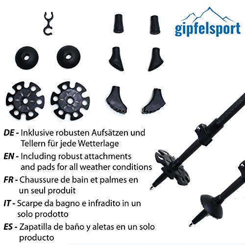 gipfelsport Nordic Walking stokken, verstelbaar, telescopische wandelstokken, stok met tas en accessoires, loopstokken… - Image 3
