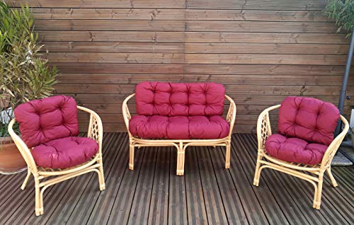 Mayaadi-Home Gartenbankauflagen 6 teiliges Sitzkissen-Set Sitzpolster für Gartengarnitur Set Steve JCG1 Bordeaux