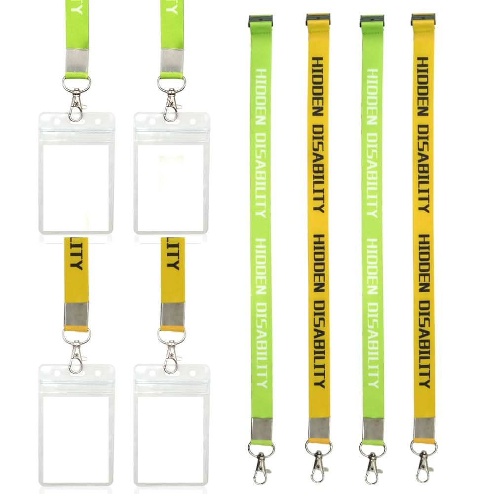 Hidden Disability Lanyard, 4 Pack Neck Lanyard Straps and Name Badge Holder for Keys ID Card Ticket