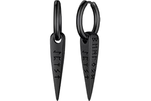 FaithHeart Norse Viking Runes Hoop Earrings for Men Hypoallergenic Stainless Steel Punk Huggie Hoop Earring Sturdy Norse Mythology Jewelry Gifts with Delicate Packaging