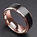 King Will 8MM Black 18k Rose Gold Plated Titanium Ring Mens Matte Brushed Wedding Band Comfort Fit
