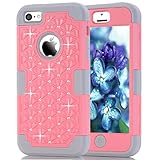 iPhone 5C Case, 3in1 Anti Slip IPhone 5C Case Hybrid with Soft Flexible Inner Silicone Skin Protective Case Cover for Apple iPhone 5C(Grey+Pink)