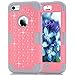 iPhone 5C Case, 3in1 Anti Slip IPhone 5C Case Hybrid with Soft Flexible Inner Silicone Skin Protective Case Cover for Apple iPhone 5C(Grey+Pink)