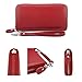 Moflycom Womens Wallet RFID Blocking Genuine Leather Zip Around Wallet Clutch Wristlet Travel Long Purse for Women Deep Red