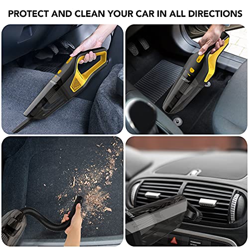 Handheld Vacuum, Cordless Handheld Vacuum, Rechargeable, 8000PA Strong Suction for Home and Car Cleaning, Yellow