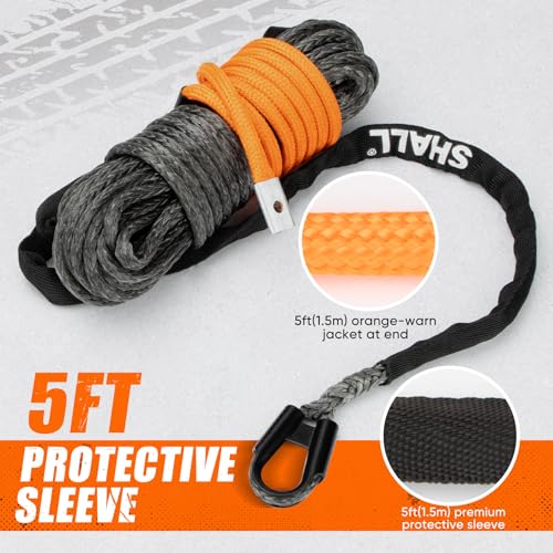 Shall Tow Straps & Ropes, Synthetic Winch Cable 1/4" x 50ft (7.6mm x 15m), 5 Ton (10,000 LB), Suitable for ATV/UTV Off-Road Vehicles.