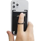 New 5-in-1 Cell Phone Wallet-Stick On Spandex Ring Card Holder Sleeve Back-Double-Pocket+Magnetic+Finger Grip Strap Loop+Kickstand+RFID Block,Most of Smartphones