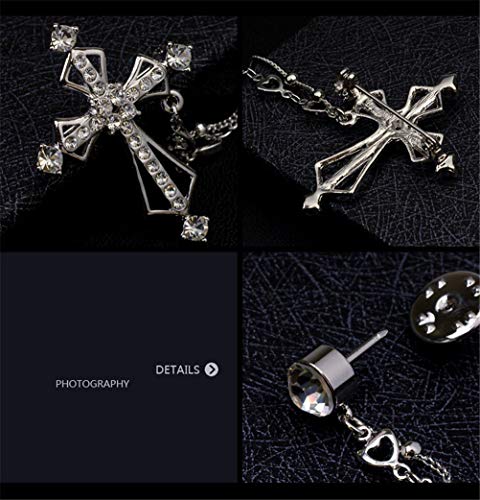 SIYWINA Men's Brooch British Wind Suit Cross Brooch Vintage Corsage - Thumbnail 2