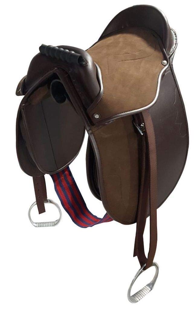 Cwell Equine Kids PONY PAD/Cub Saddle complete with stirrups, girth & Straps (14 Inches, Brown)