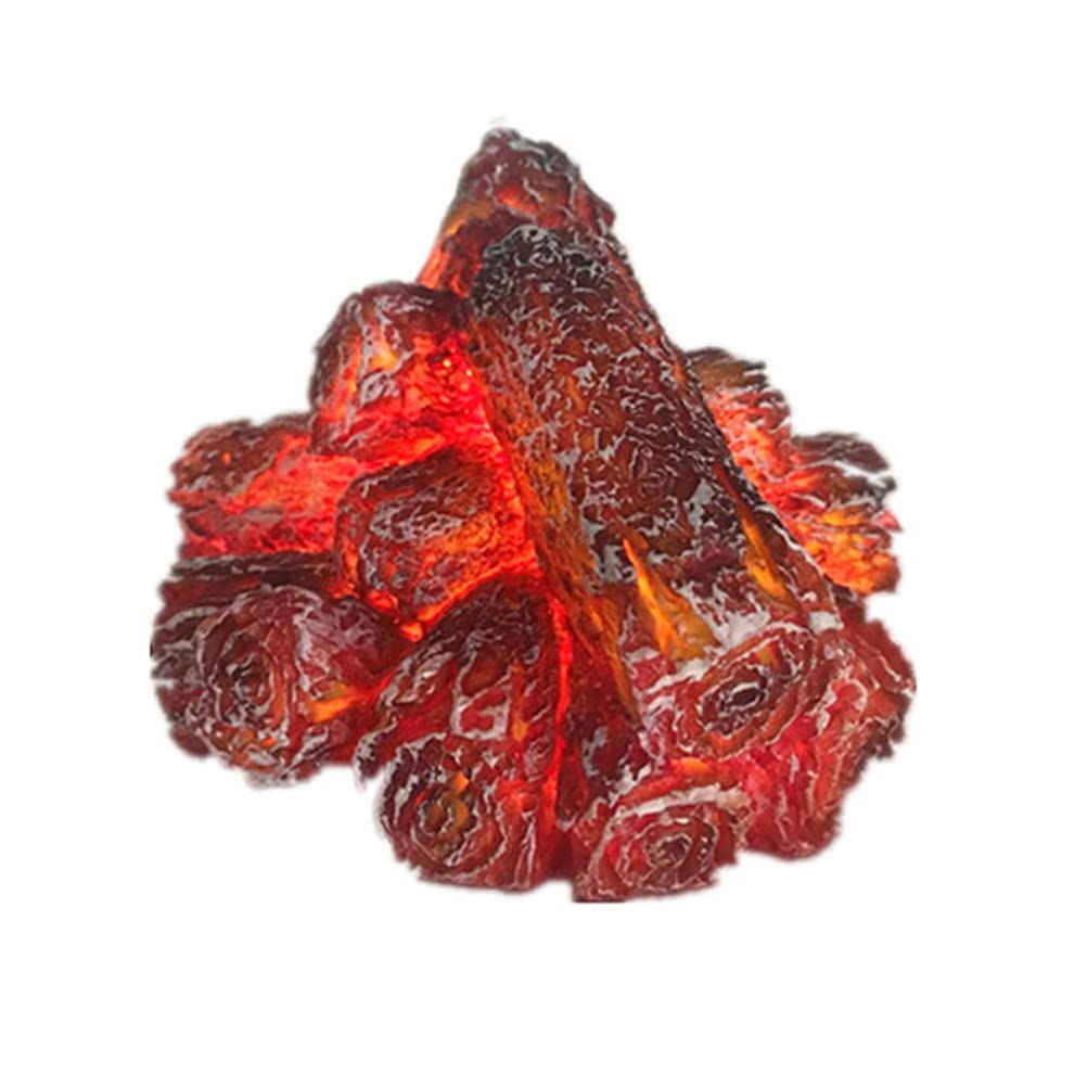 1 Pcs Flameless Fireplace Light Artificial Led Fireplace 3D Charcoal Lamp Led Charcoal Burning Lamp with Realistic Log Wood Burning Flame for Home Indoors Outdoor