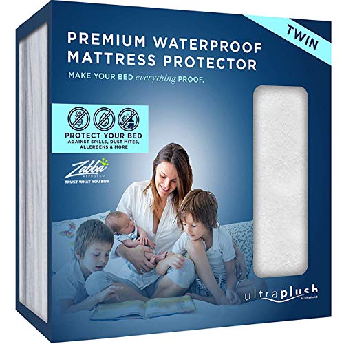 Ultra Plush 100% Waterproof Premium Mattress Protector, Luxuriously Soft and Comfortable, Protects Against Dust Mites and Allergens, Stretchable Deep Pocket Ensures Snug, Easy Fit (Twin Size)
