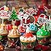 Amosfun 72PCS Christmas Cupcake Toppers,11x5cm Cake Decoration Santa Claus Tree Snowman Sock Candy Theme Party Cake Toppers Picks Christmas Decoration Supplies