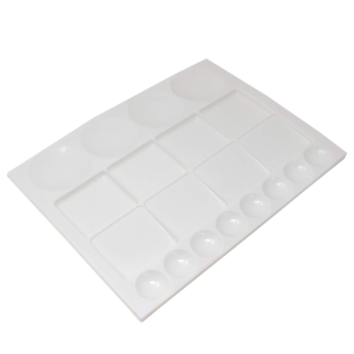 Artway Large Rectangular Painting Palette with Mixing Wells - 325mm x 250mm - Plastic Painting Palette for Watercolour, Gouache, Oil and Acrylic Paints - White