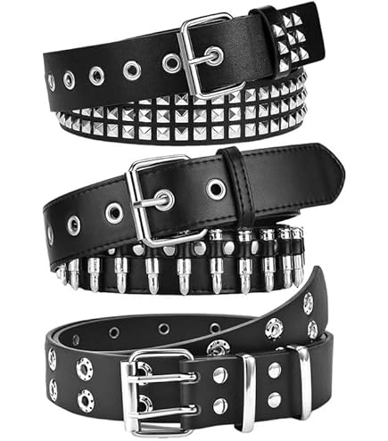 WQYILEAER 3 Pcs Studded Belt, Y2K Belt EMO Goth Belts Punk Rock