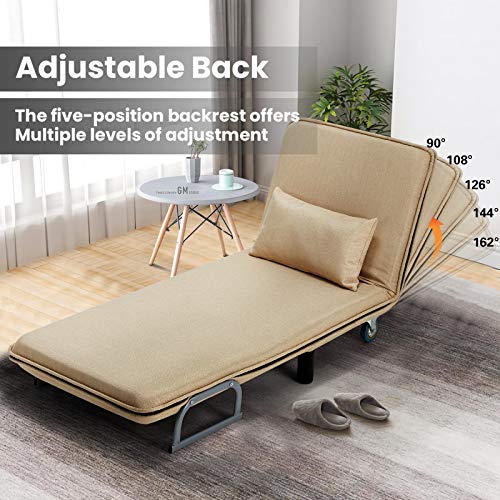 HOMHUM Convertible Sofa Bed Sleeper Chair Folding 5 Position Arm Chair