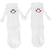 Family Matching Holding Hands Socks, Novelty Funny Magnetic Mid-Tube Socks, Parents Children Smile Socks