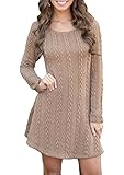 ETCYY Women's Long Sleeve Knitted Crewneck Sweater Pullover Dress