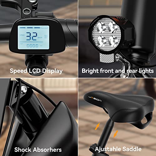 Jasion EB5 Plus Electric Bike, 480 WH Removeable Battery, 750W Peak Motor Electric Mountain Bike, 20MPH Ebike for Adults with Front Fork Suspension