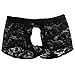 Freebily Men's Sexy Lace Boxer Briefs Open Front Pouch Crotchless Sissy Underwear Black Medium (waistline 24.5-34.0