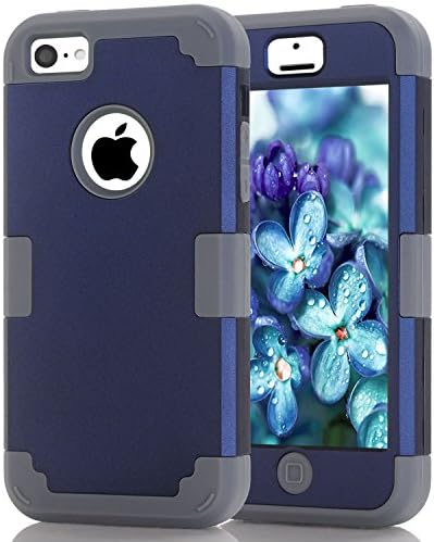 iPhone 5c case, (TPU+ Silicone) Anti-slip Shockproof Dustproof slim and stylish protective case for iPhone5c (Navy blue+Dark grey)