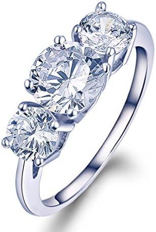 2.5 Ct 14k White Gold Plated 925 Sterling Silver Engagement Ring Round Cut Solitaire CZ Simulated Diamond Truffle (7, cubic-zirconia)